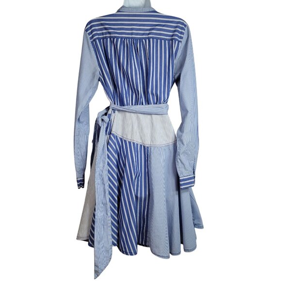 Maeve Newport Wrap Shirt Dress Blue White Size 14 Striped Long Sleeve Mini READ - Picture 4 of 10